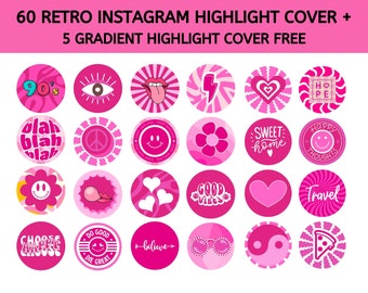 Retro Instagram Highlight Covers | 70s Retro Groove | 80s Groovy Abstract Instagram Pink Icons | 90s Y2K aesthetic | Social Media Funky Icon