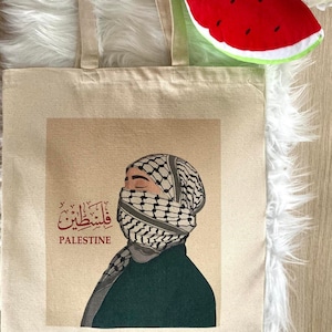 Palestinian Woman Cotton Tote Bag, Palestine tote bag