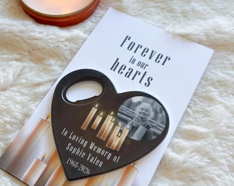 Forever in Our Hearts Magnet, Photo Remembrance Bottle Opener, Funeral Celebration of Life Favor