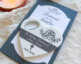 Minimalist Memorial Bottle Opener Funeral Magnet Celebration of Life Keepsake Custom Favor for Guests