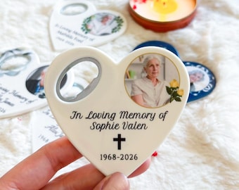 Personalized Celebration of Life Favor Memorial Bottle Opener Magnet Funeral Keepsake for Guests