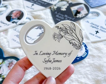 Minimalist Personalized Funeral Memorial Bottle Opener Magnet