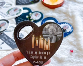 Photo Memorial Bottle Opener Magnet Personalized Funeral Favor In Memory Keepsake for Guests