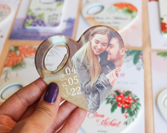Customizable Photo Magnet with Bottle Opener, Wedding Souvenir, Party Favours