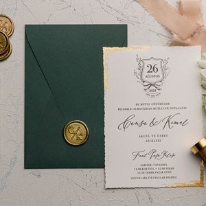 Groene trouwkaartsuite, minimalistisch ontwerp-save-the-datekaarten