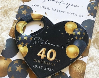 Ouvre-bouteille aimanté noir et doré personnalisé : Cadeaux d'anniversaire Milestone