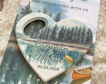 Custom Wedding Favors, Bottle Opener Magnet with Personalized Thank You Card, Guest Gift