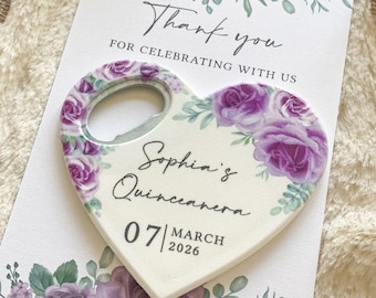 Personalized Sweet 16/Quinceañera Bottle Opener Magnet: Elegant Party Favors
