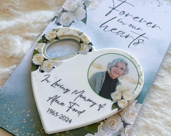 Custom Photo Memorial Bottle Opener Magnet Funeral Favor In Memory Celebration of Life Keepsake
