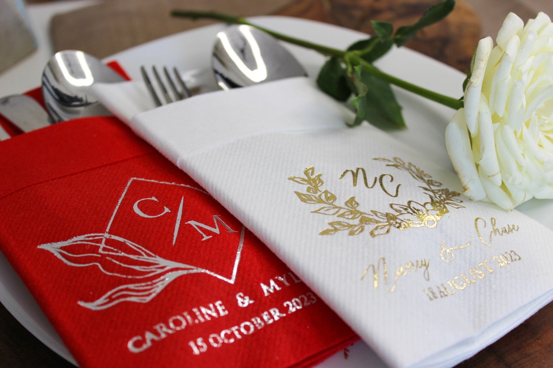 Personalized Napkins Wedding Napkins Custom Monogram Dinner Etsy