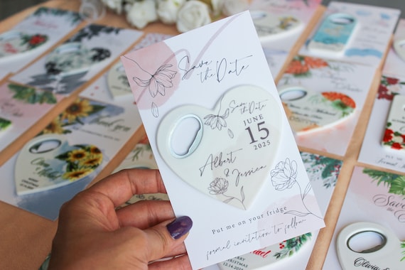 Minimalist Wedding Save the Date Magnet - Elegant and Personalized Magnet for Memorable Announcements