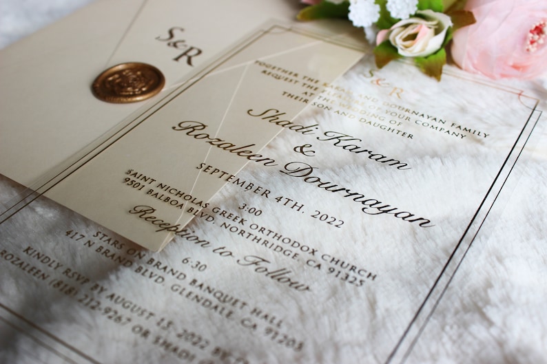 Vellum Wedding Invitations, Elegant Acrylic Invite, Celestial Fall Wedding Invites image 8