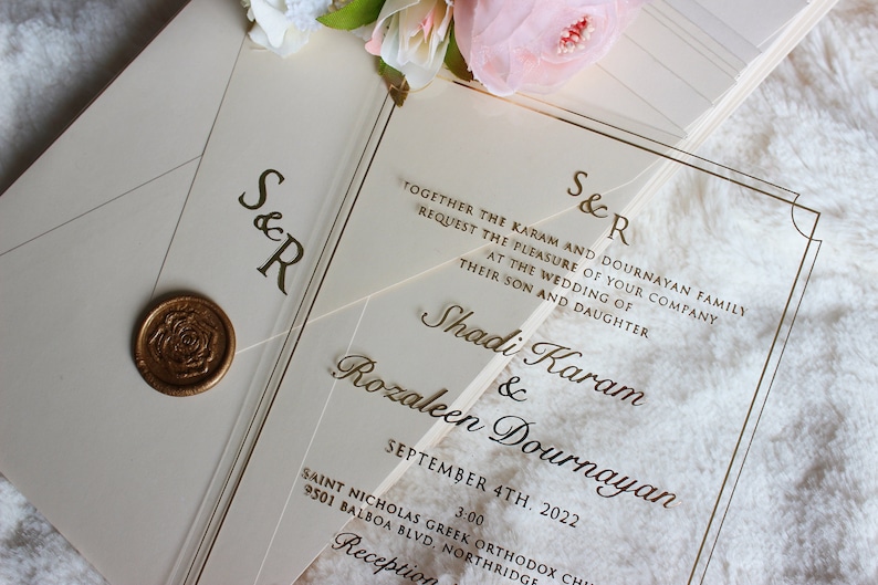 Vellum Wedding Invitations, Elegant Acrylic Invite, Celestial Fall Wedding Invites image 9