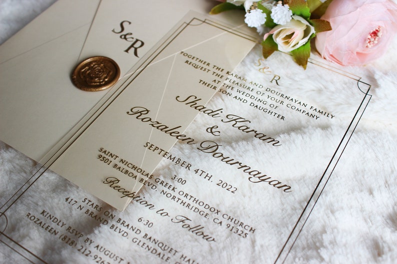 Vellum Wedding Invitations, Elegant Acrylic Invite, Celestial Fall Wedding Invites image 7