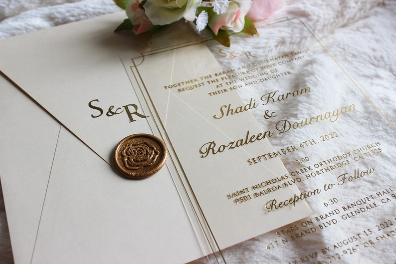 Vellum Wedding Invitations, Elegant Acrylic Invite, Celestial Fall Wedding Invites image 3