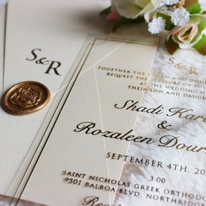 Vellum Wedding Invitations, Elegant Acrylic Invite, Celestial Fall Wedding Invites image 1