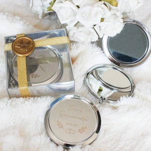 Personalized Pocket Mirror Bridesmaid Gift Engraved Makeup Mirror, Compact Mini Mirror Custom Laser Mirror for Bridesmaids image 6