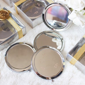 Personalized Pocket Mirror Bridesmaid Gift Engraved Makeup Mirror, Compact Mini Mirror Custom Laser Mirror for Bridesmaids image 8