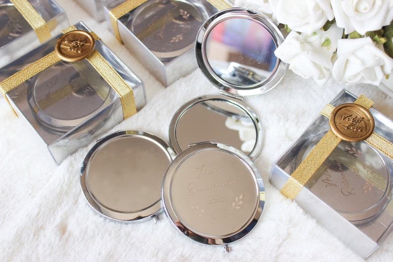 Personalized Pocket Mirror Bridesmaid Gift Engraved Makeup Mirror, Compact Mini Mirror Custom Laser Mirror for Bridesmaids image 8