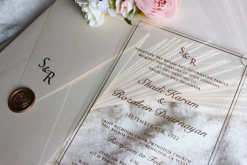 Vellum Wedding Invitations, Elegant Acrylic Invite, Celestial Fall Wedding Invites image 2