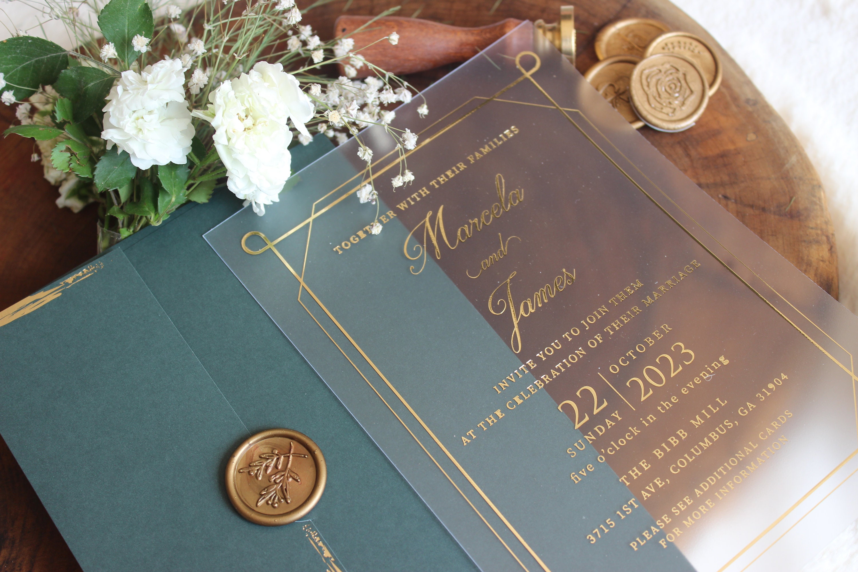 Frosted Acrylic Gold Print Invitation