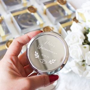 Personalized Pocket Mirror Bridesmaid Gift - Engraved Makeup Mirror, Compact Mini Mirror - Custom Laser Mirror for Bridesmaids