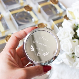 Personalized Pocket Mirror Bridesmaid Gift Engraved Makeup Mirror, Compact Mini Mirror Custom Laser Mirror for Bridesmaids image 1