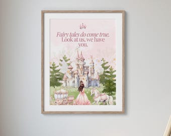 Art rose pour chambre d'enfant, château de princesse : impression d'affirmation de conte de fées (téléchargement numérique