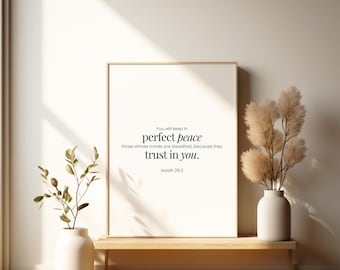 Isaiah 26:3 | Christian Printable Wall Art | Encouragement Bible Verse | Minimal Scripture Wall Art