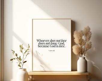 1 John 4:8 Scripture Print | God is Love, Christian Wall Art (Digital Download)