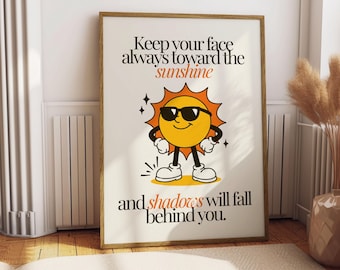 Retro Sun Poster: Positive Quote Printable Wall Art (Digital Download)