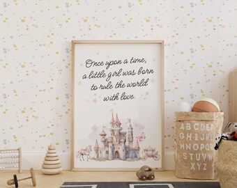 Once Upon a Time Nursery Print | Princess Quote Wall Art | Baby Girl Room Digital Download