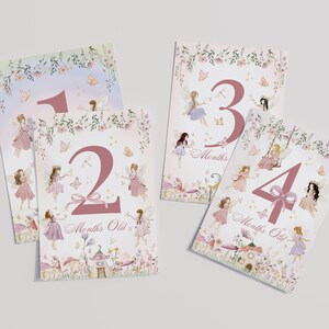 Cartes jalons bébé féerique | Suivi mensuel de la croissance de bébé | Accessoires photo pour bébés sur le thème des fées | Décoration boisée pour chambre de bébé