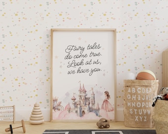 Art mural lunatique conte de fées pour chambre d'enfant | Citation imprimable château de princesse pour décoration de chambre d'enfants
