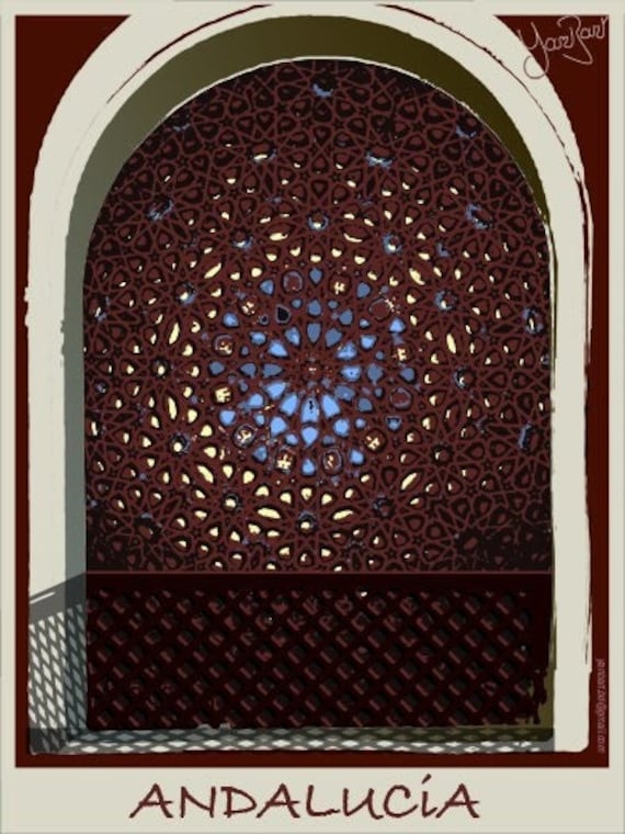 Poster/Affiche Les Paysages de Voyages, Andalousie | Andalucía en Espagne, Merveille Moucharabieh, Y