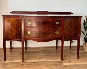 Vintage American Federal Style Mahogany Inlaid Credenza Sideboard Server