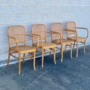 A Set of Four Mid Century Thonet Style Bentwood Prague Chairs Chairs