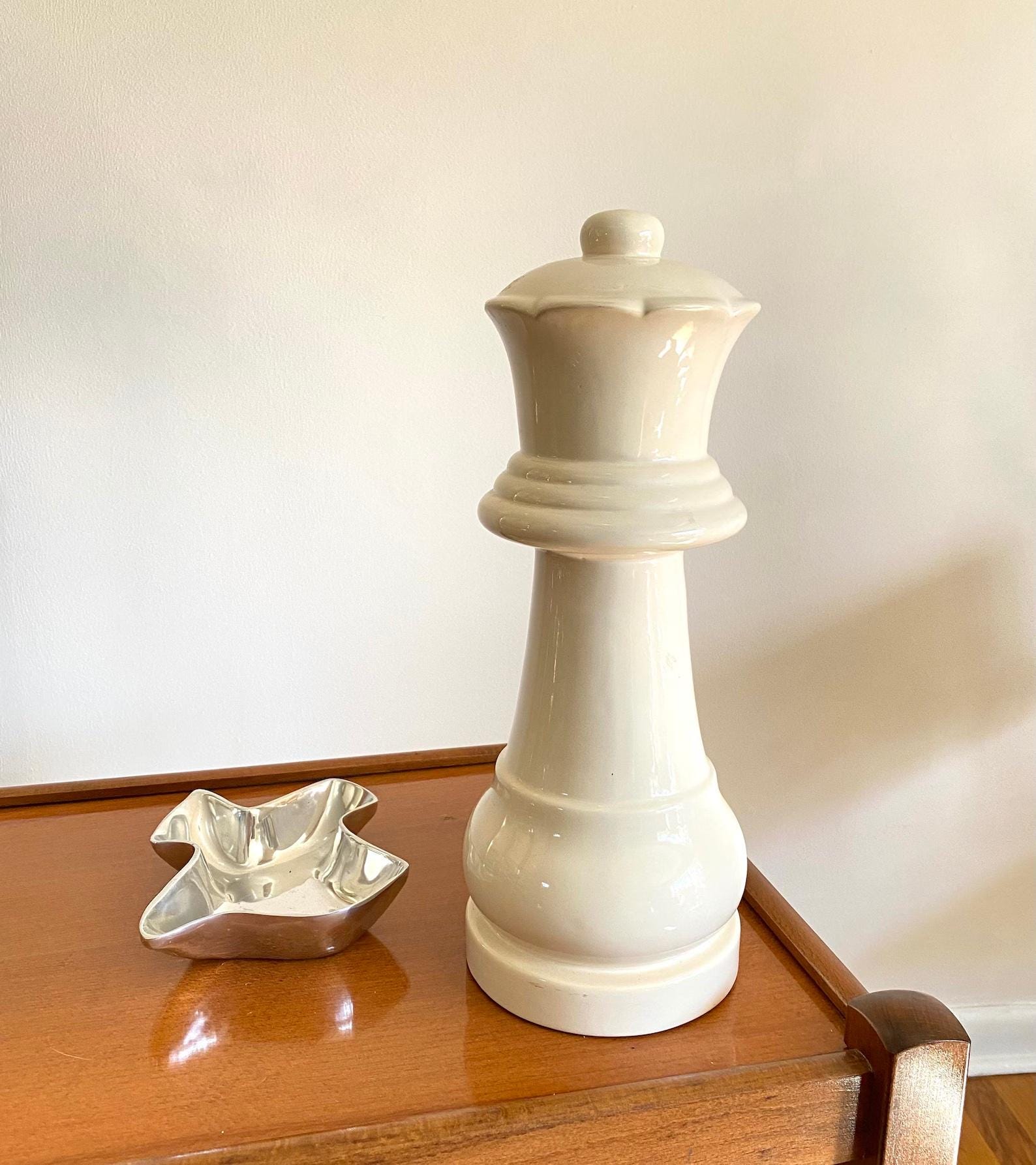 XXL Vintage Ceramic Chess Queen Piece - 15.5" Tall
