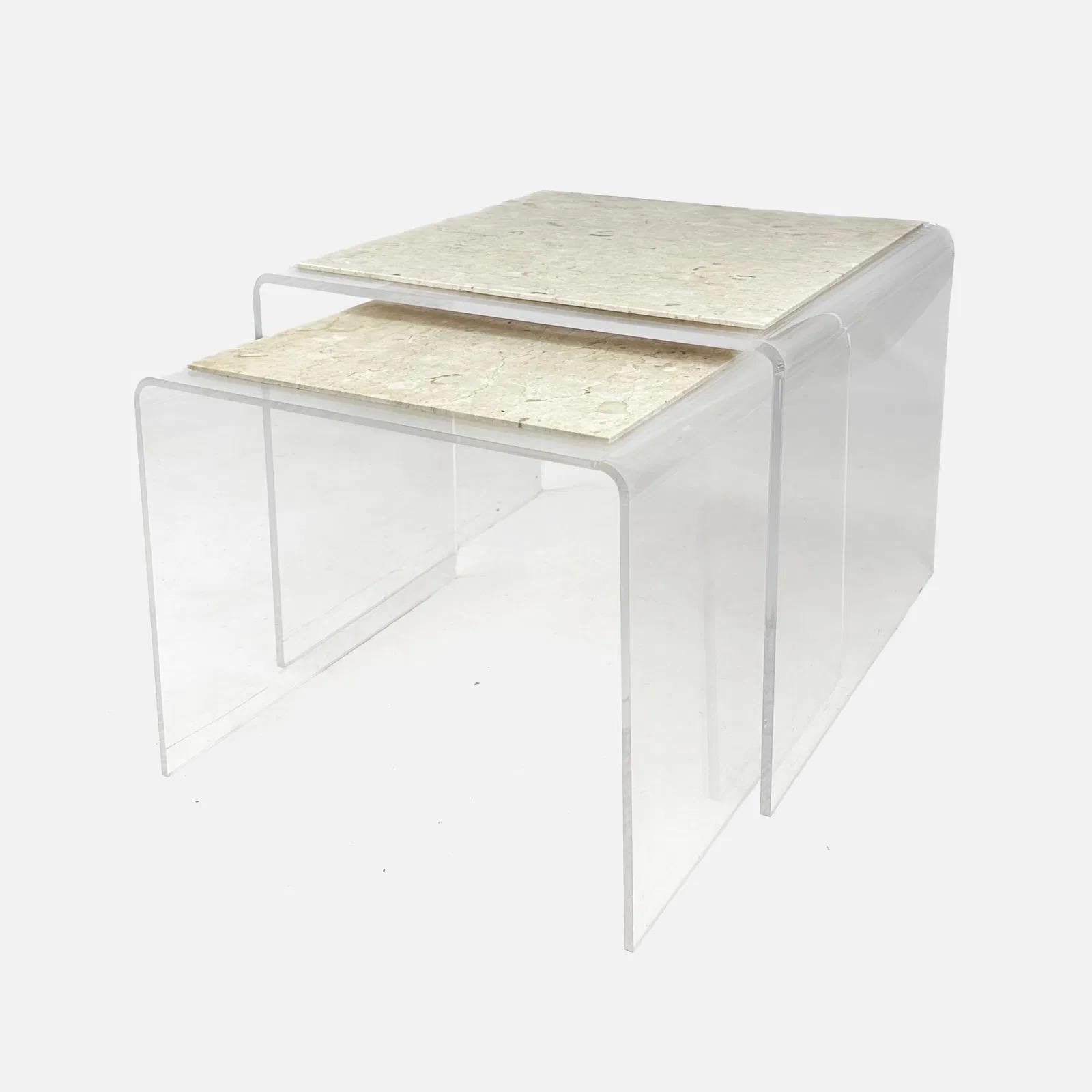 Vintage 1980s Lucite Nesting Tables, Three Lucite Stacking Stools ...
