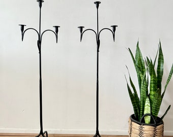 Vintage wrought iron candelabra, 54 inches tall floor candelabra 3 candle-holding platforms AVAILABLE SEPARATELY