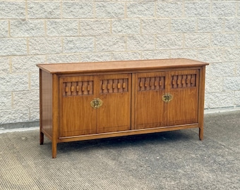 1960s Mid-Century Modern Walnut & Brass Buffet Credenza