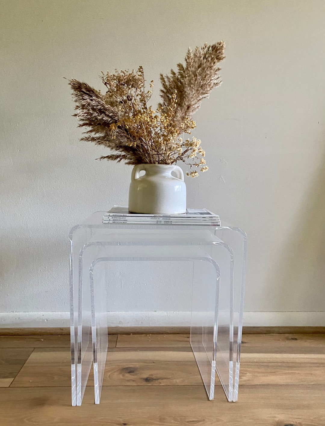 Vintage 1980s Lucite Nesting Tables Three Lucite Stacking - Etsy