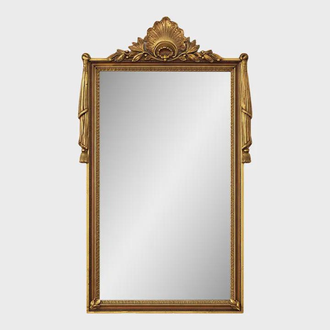 Louis XVI Style Giltwood Wall Mirror With Crest - Etsy