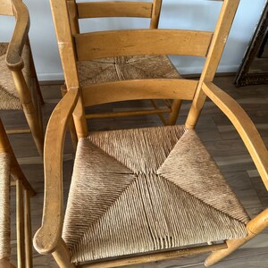 A Set of Four Rustic Vintage Oak and Rush Seat Dining Chairs With ...