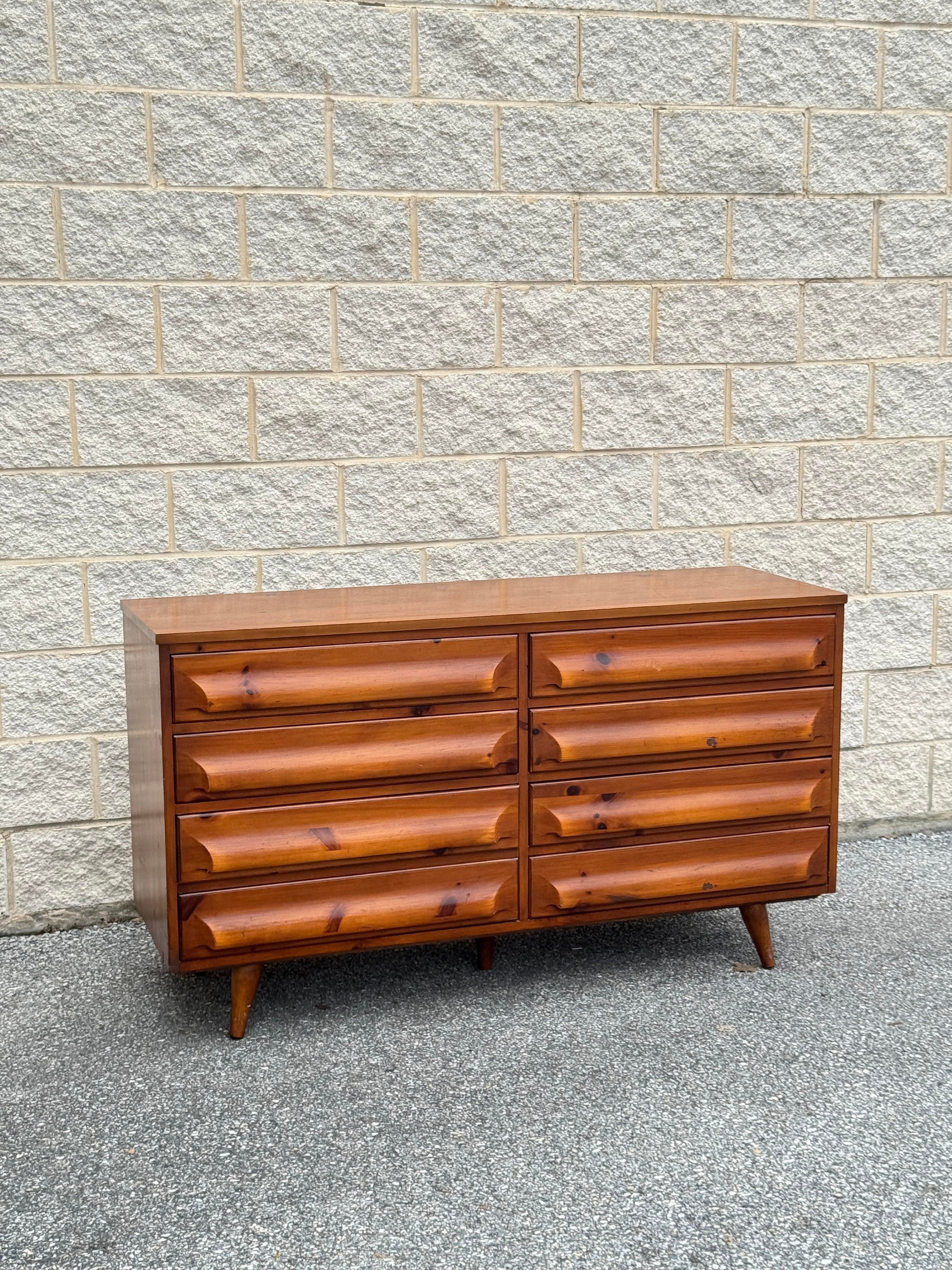 1950's Mid Century Franklin Shockey Sculptural Pine 8 Drawer