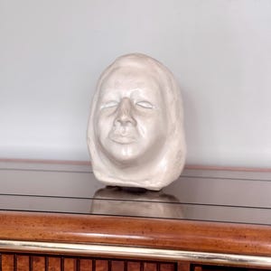 Handmade Vintage Plaster Bust of Woman&#39;s Face - Signed Artwork