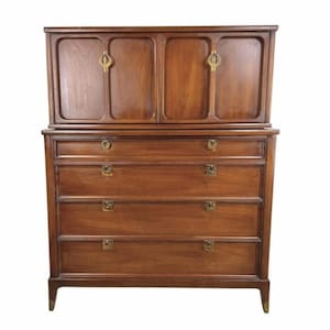 Mid Century Modern Walnut Two-Piece Gentleman&#39;s Chest