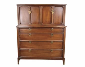 Mid Century Modern Walnut Two-Piece Gentleman's Chest