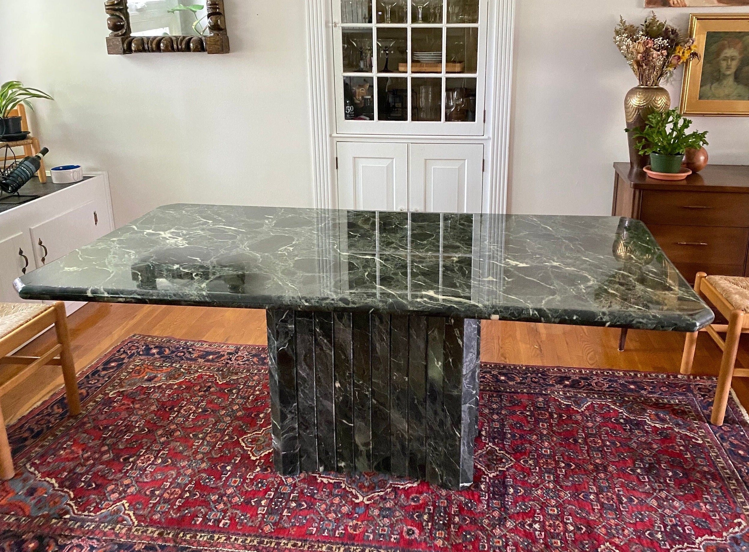 Large 1970s Italian Green Verde Marble Stone Rectangular - Etsy