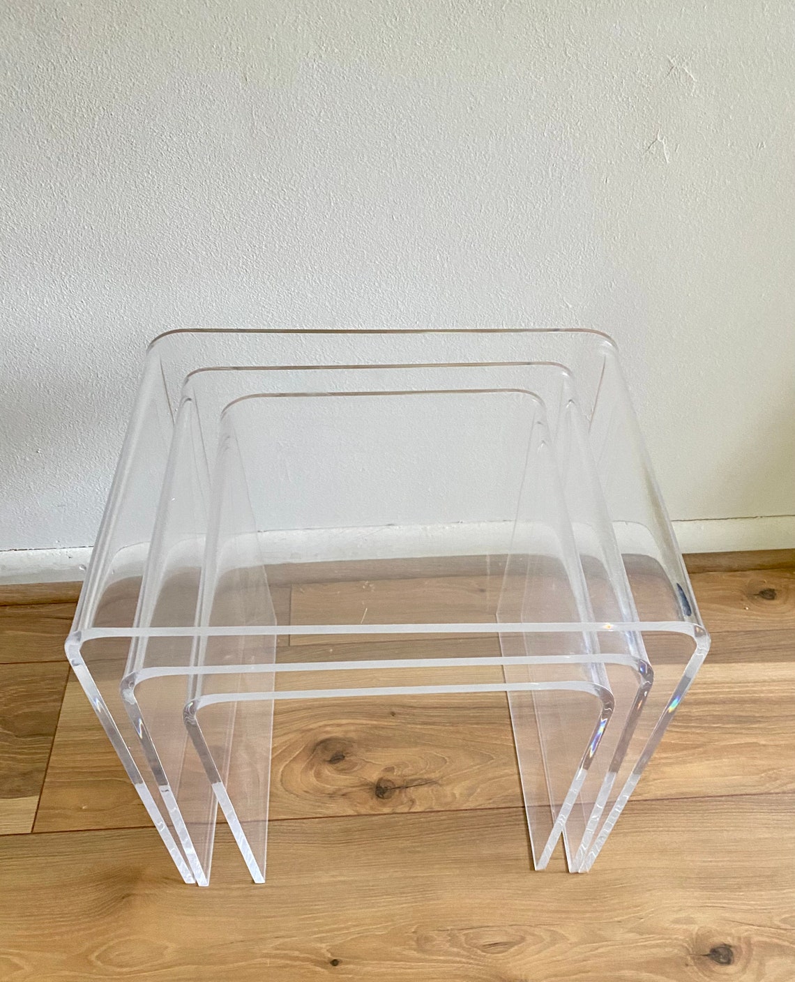 Vintage 1980s Lucite Nesting Tables Three Lucite Stacking - Etsy